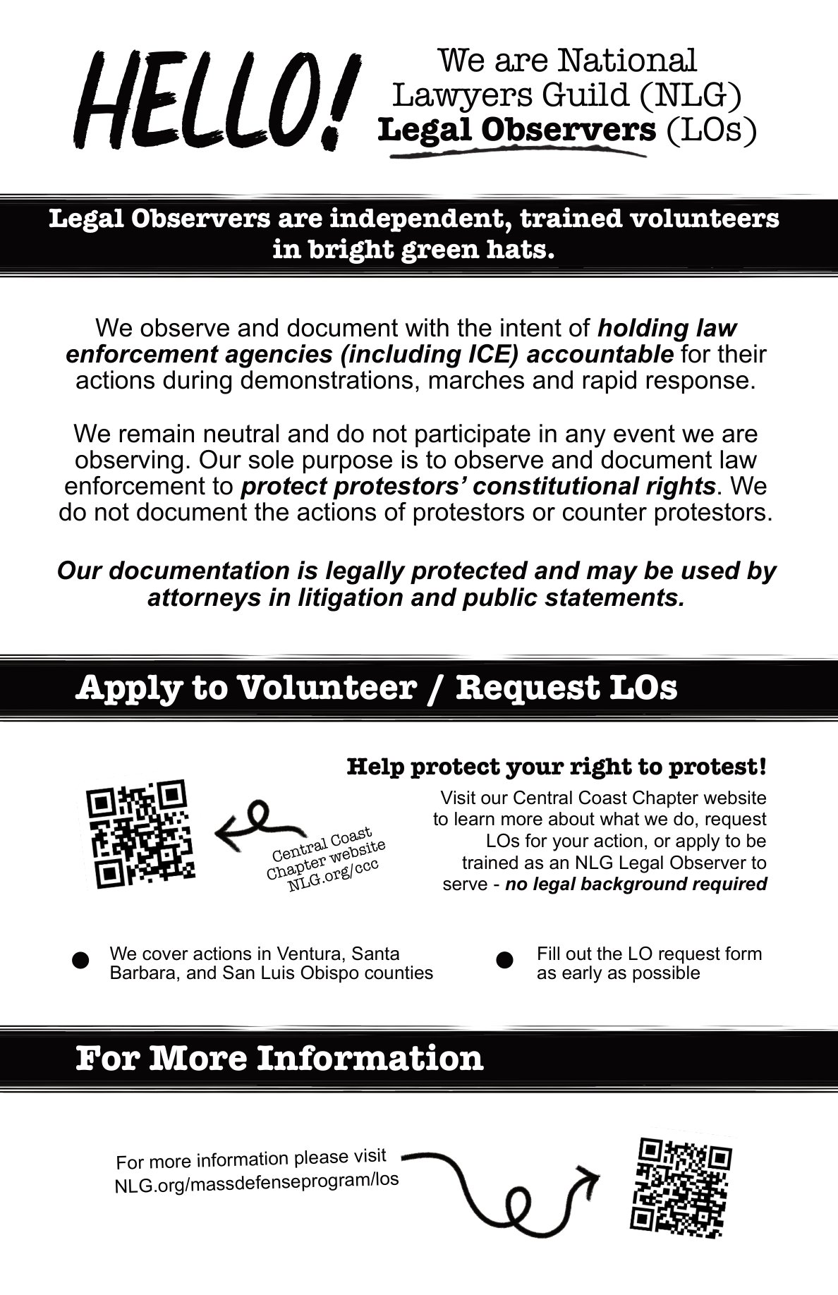 National Lawyers Guild Legal Observers flyer