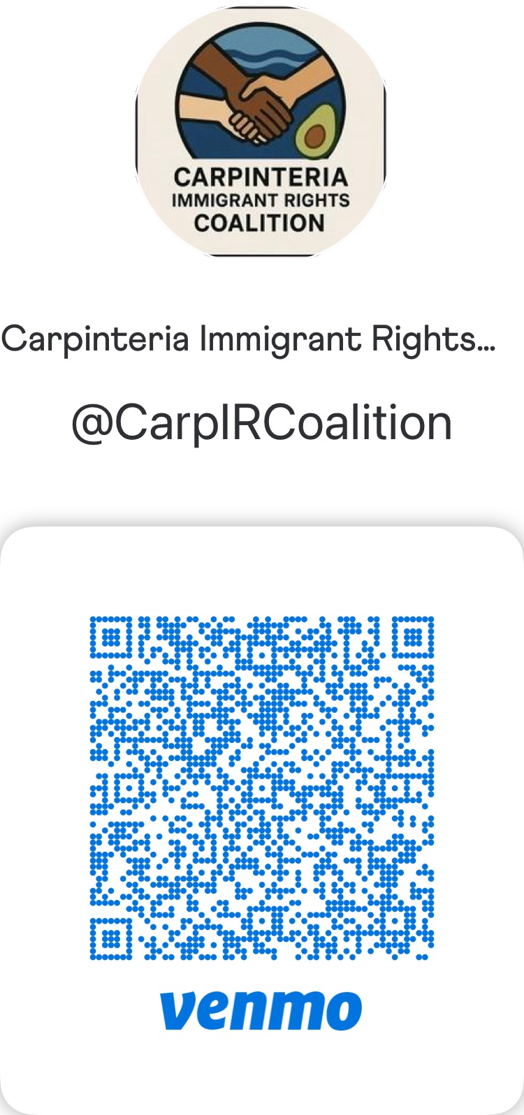 Venmo QR code for @CarpIRCoalition